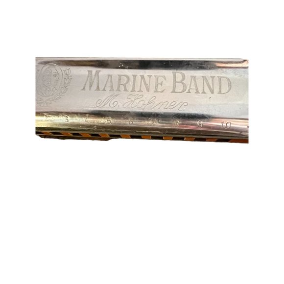 Vintage Marine Band M Hohner Harmonica Silver Germany Key C A440 - Picture 10 of 12